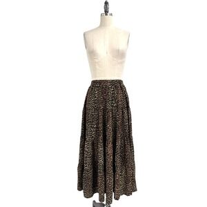 Scott Taylor Vintage Leopard Print Midi Skirt Large Elastic Pull On Rayon USA